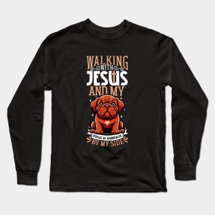 Jesus and dog - Bordeaux Mastiff Long Sleeve T-Shirt